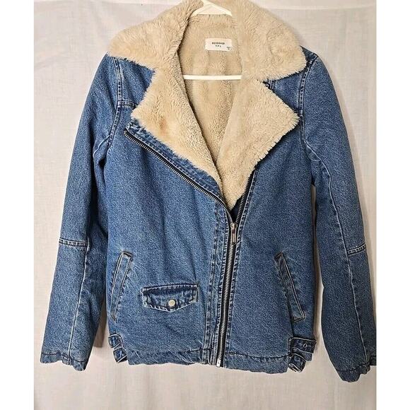 Reserved YFL Denim And Faux Fur Lined Jacket Eur 34 UK 6 US Small great Cond. - Picture 1 of 8
